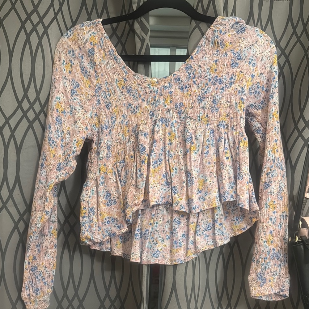 True Craft Cream Asymmetrical Tiered Blouse